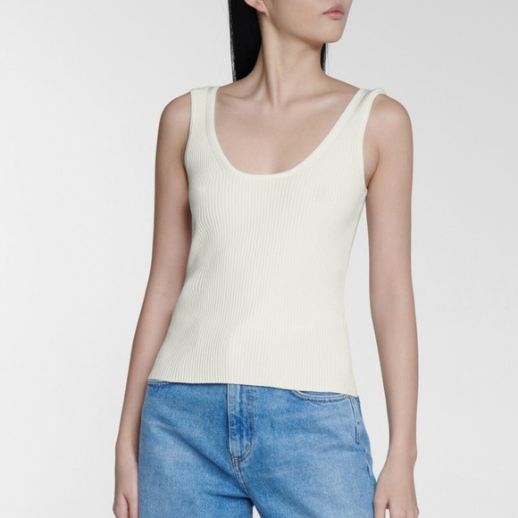 Zimmermann lovestruck ribbed knit tank top scoop neckline neutral capsule basic - Picture 1 of 10